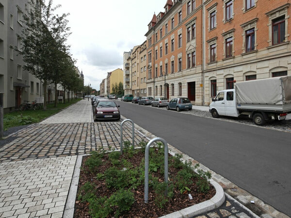 Bild zeigt die sanierte Moritzburger Straße