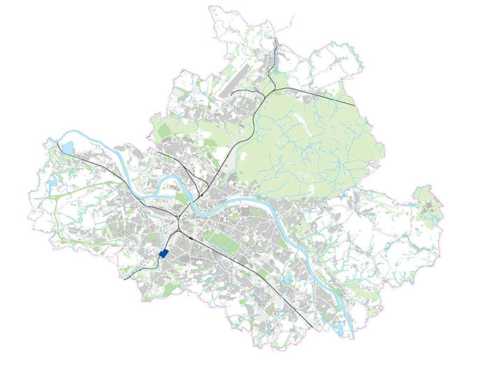 Karte zeigt die Lage des Sanierungsgebietes im Stadtgebiet