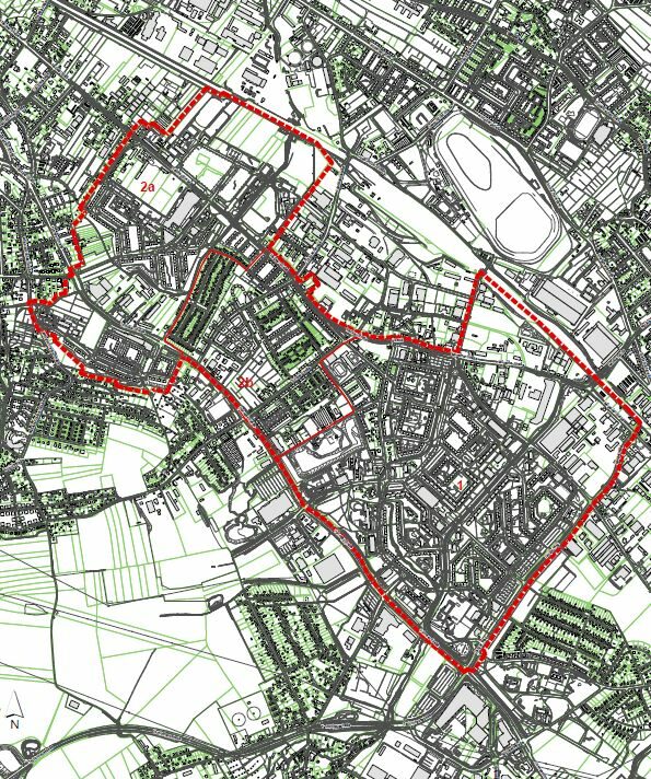 Stadtkarte mit Gebietsgrenzen soziale Stadt Prohlis Am Koitschgraben