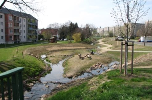 Renaturierung des Koitschgrabens durch das Umweltamt der Landeshauptstadt Dresden- mit der Gewässermaßnahme wurden neben dem Hochwasserschutz neue Lebensräume für Tiere und Pflanzen und attraktive Spiel- und Erholungsangebote für die Bevölkerung geschaffen