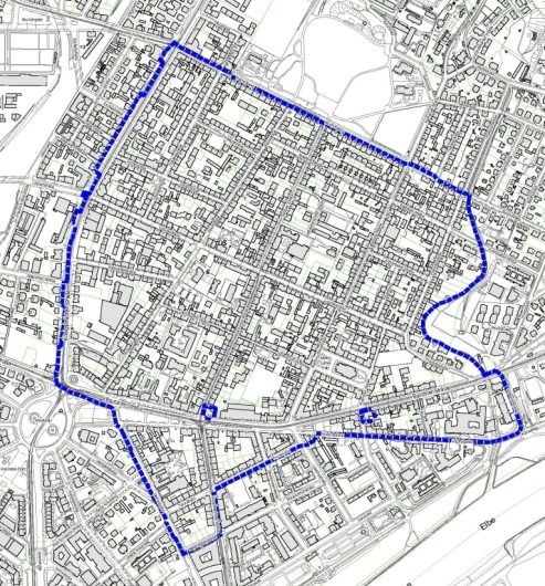 Gebietskarte mit Kennzeichnung des Sanierungsgebietes Neustadt