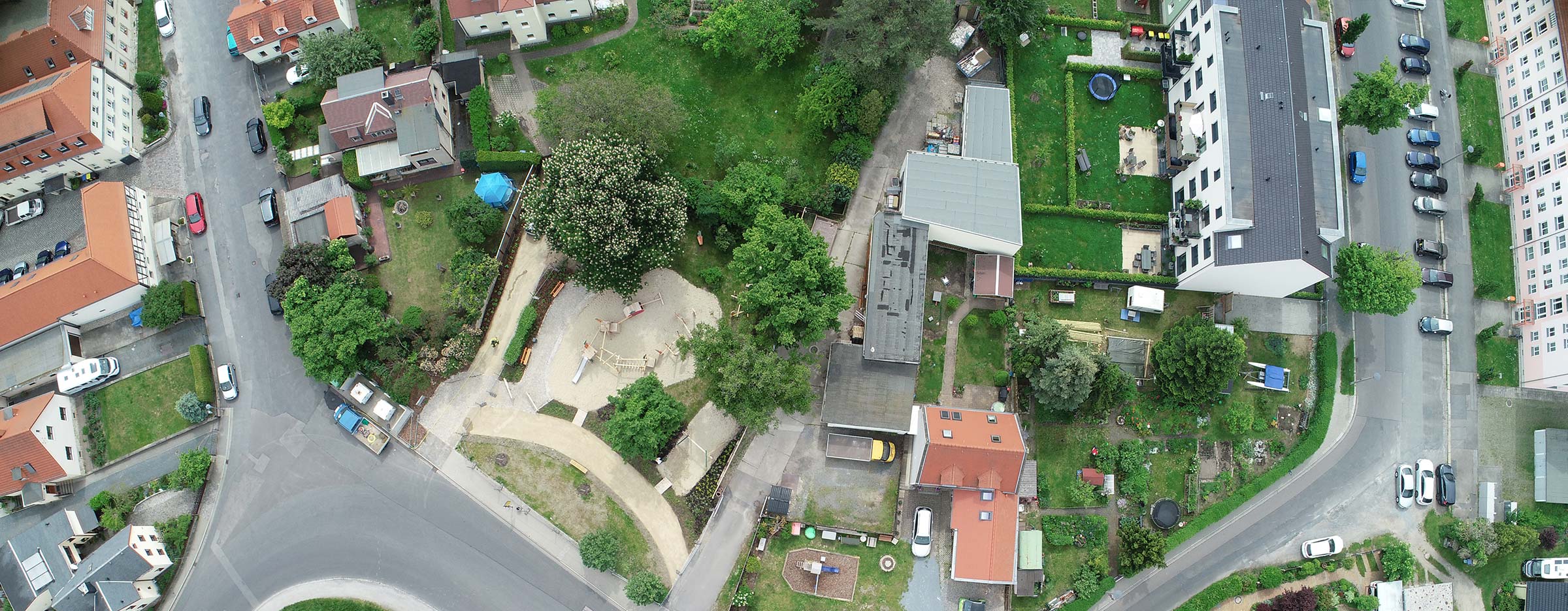 Auf dem Luftbild ist der Dorfkern Altdobritz zu sehen.