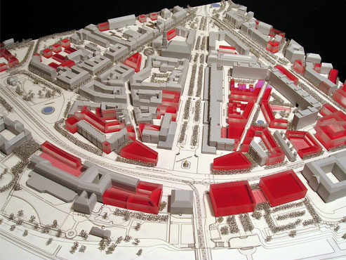 Foto zeigt den Rahmenplan der Innere Neustadt als Modellfoto