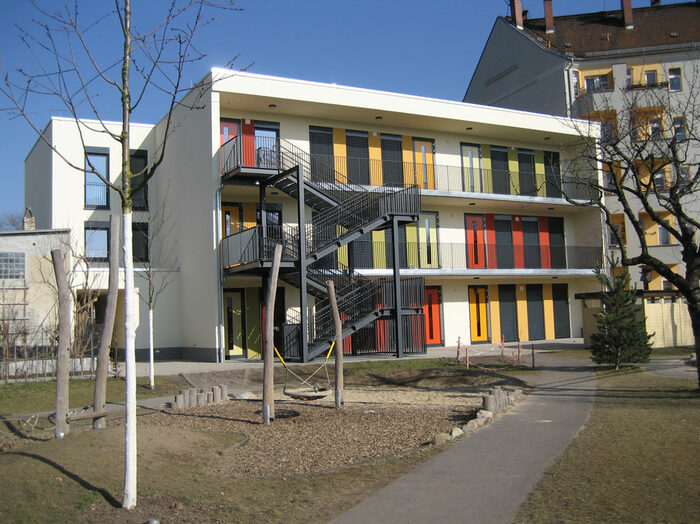 Blick zur Kindertagesstätte Condordia in der Konkordienstraße 3