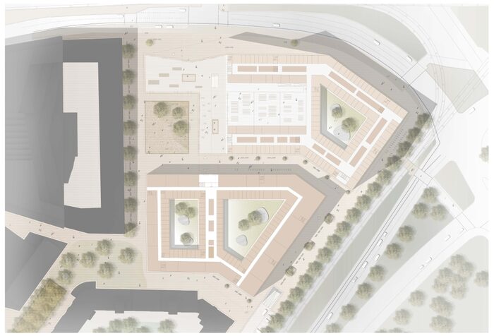 Im Bild ist der Lageplan des Büros Knerer und Lang Architekten GmbH, Büro Dresden zu sehen
