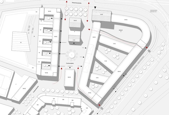 Im Bild ist der Lageplan des Büros Christoph Mäckler Architekten zu sehen