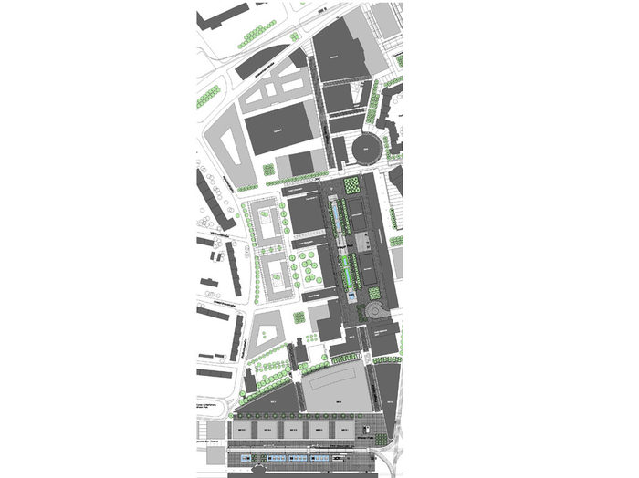Plan zum Wettbewerb zur Gestaltung der Prager Straße Mitte/Seevorstadt West
