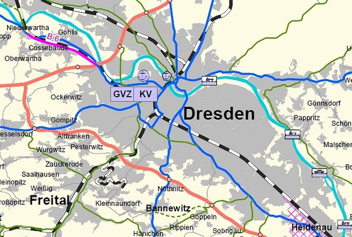 Ausschnitt aus Karte 4 Verkehrsinfrastruktur des Landesentwicklungsplanes Sachsen 2013