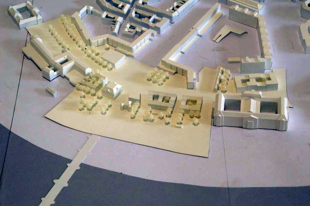Im Bild ist ein Modell des Wettbewerbteilnehmers Knerer und Lang Architekten GmbH, Dresden zu sehen.