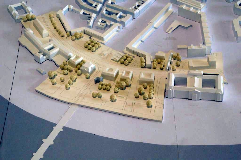 Im Bild ist ein Modell des Wettbewerbteilnehmers STELLWERK architekten, Dresden zu sehen.