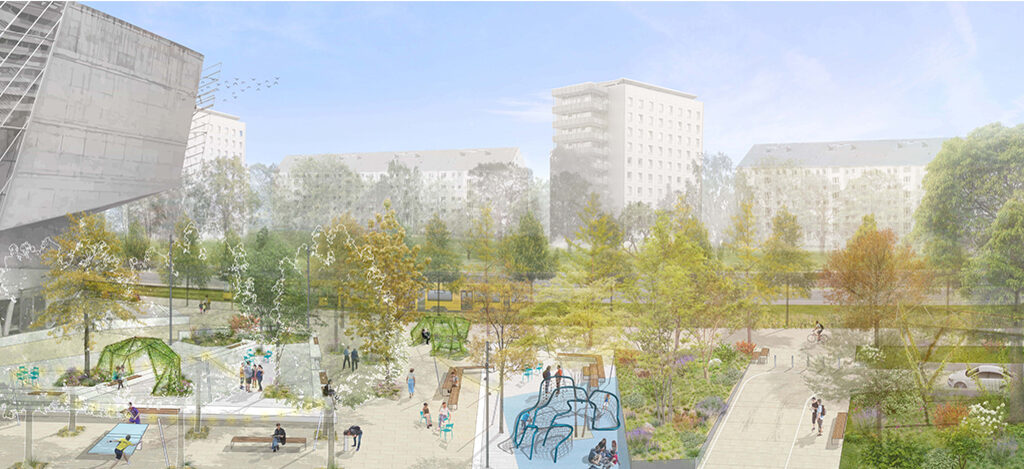 Visualisierung des geplanten Bereiches für die Neugestaltung südlich vom Kristallpalast