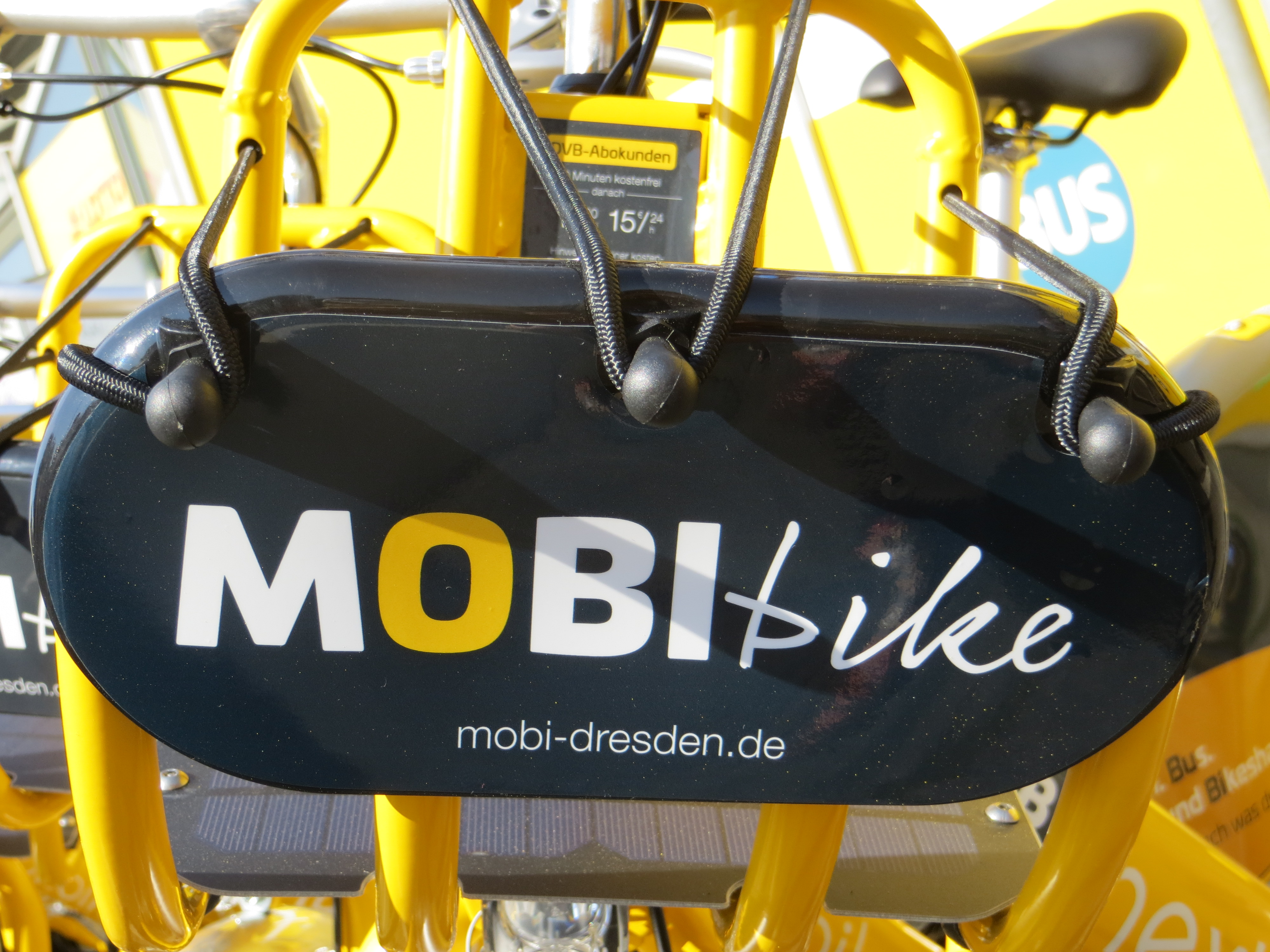 Foto vom Schild MOBIbike an einem Fahrrad