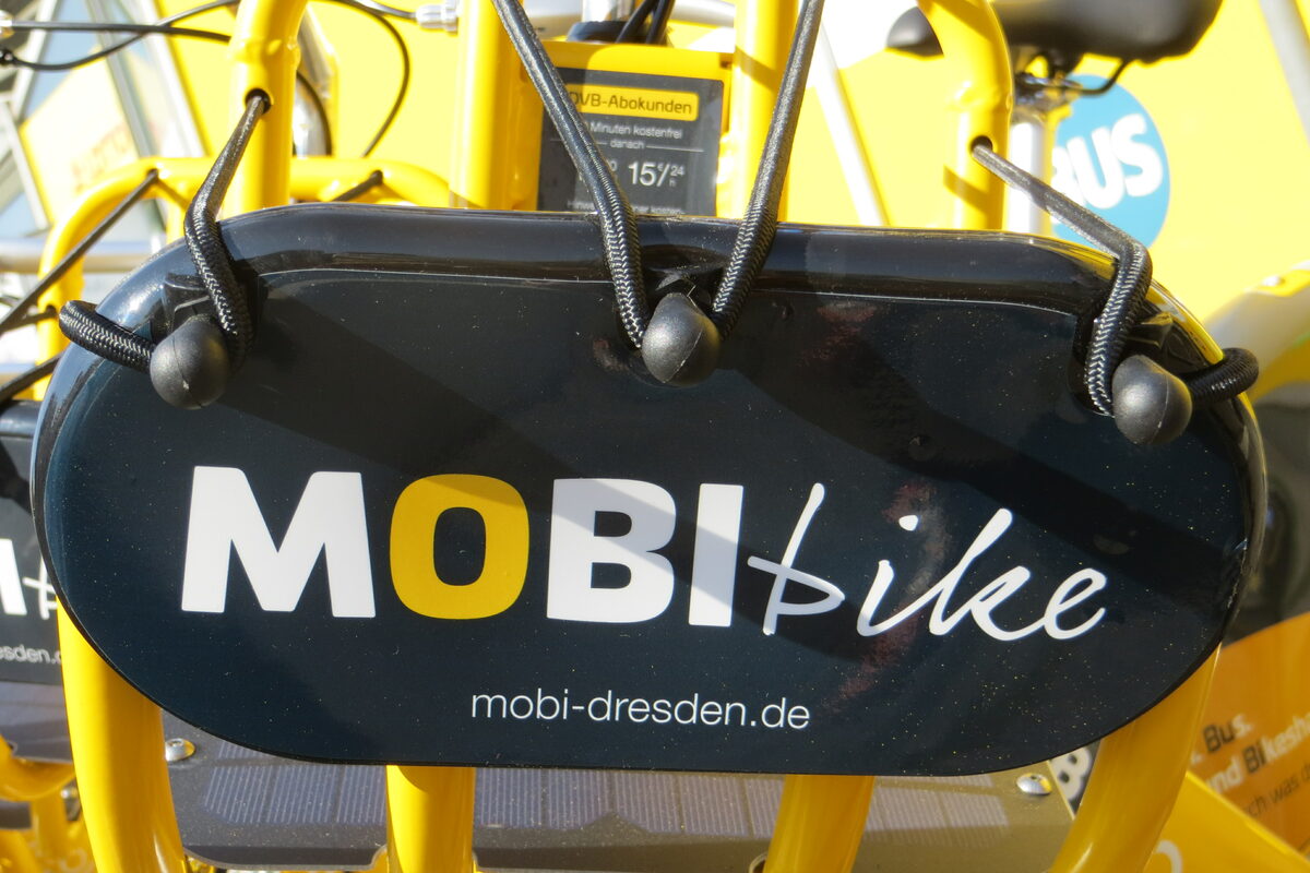 Foto vom Schild MOBIbike an einem Fahrrad