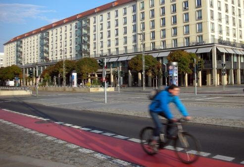 Radfahrer in Dresdner Innenstadt