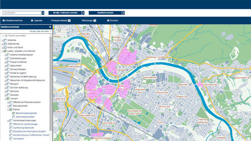 Screenshot des Themenstadtplans