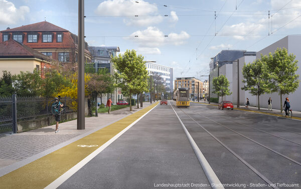 Königsbrücker Straße vom Albertplatz stadtauswärts