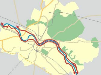 Karte: Radweg-Verlauf links und rechts der Elbe
