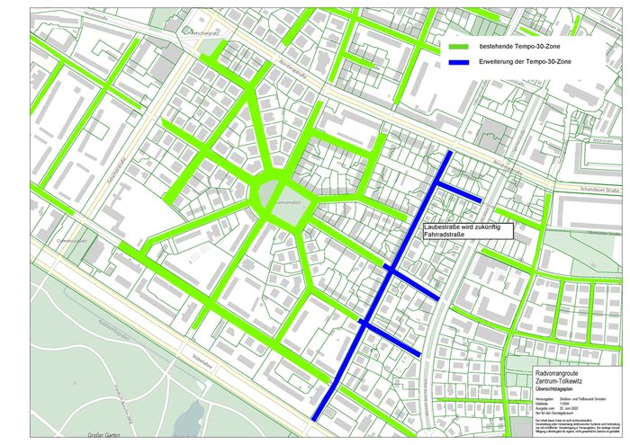 Grafische Darstellung der Erweiterung der Tempo-30-Zone rund um die Müller-Berset-Straße