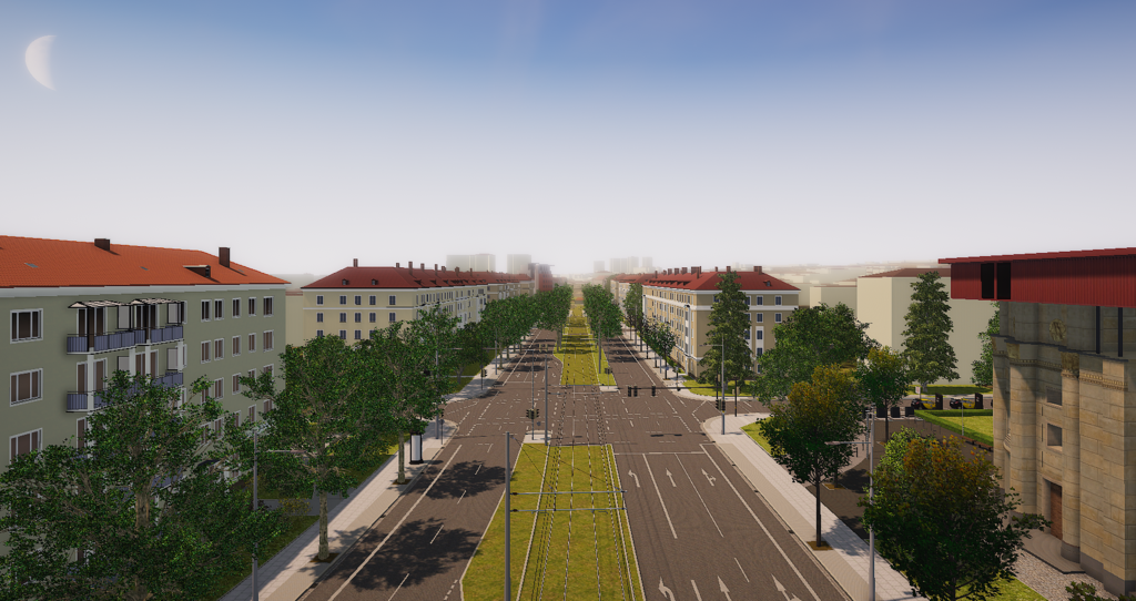 Visualisierung des neuen Verkehrszuges (Nürnberger Straße - 10 Jahre nach Fertigstellung)