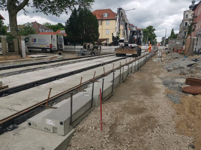 Baustelle entlang der Wehlener Straße