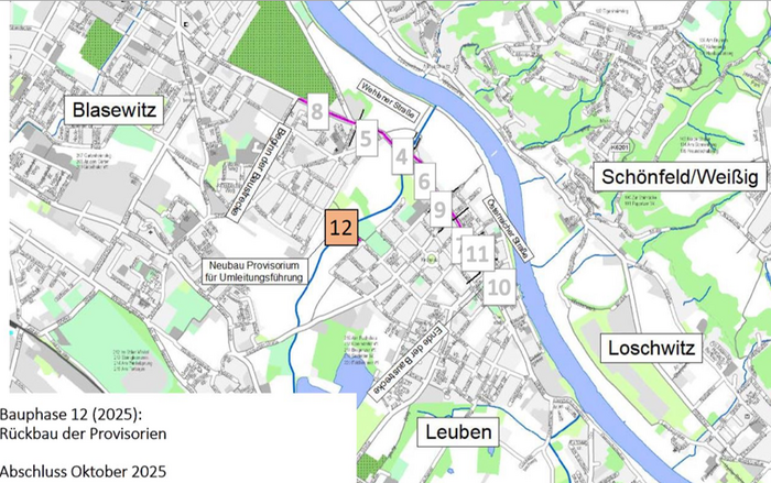 Verortung auf Karte: Rückbau temporäre Fahrbahn im Niedersedlitzer Flutgraben