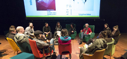 Diskussionsrunde auf der Cynetart © Trans-Media-Akademie Hellerau e.V. / Foto: David Pinzer