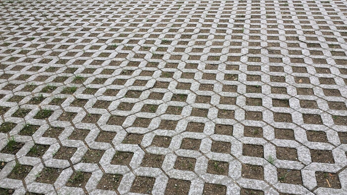 Foto einer Freifläche mit Rasengittersteinen