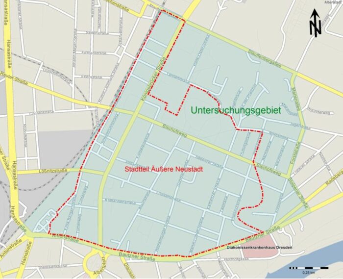Stadtkarte vom Dresdner Stadtteil Äußere Neustadt