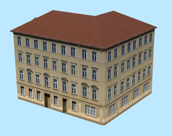 Ansicht LOD3 – Gebäude mit Texturen (nur Leitbauten)