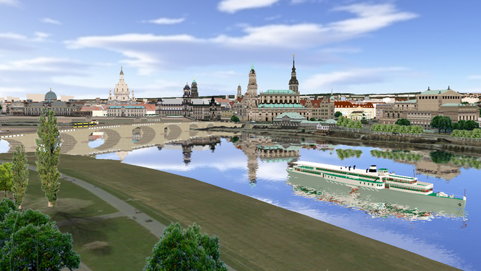 Blick in die Dresdner Altstadt im virtuellen 3-D-Stadtmodell