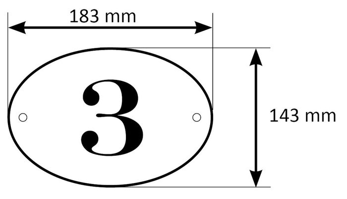 Abbildung eines Hausnummernschildes mit den Maßen.