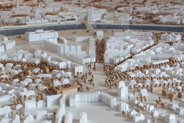 Stadtmodell der Dresdner Innenstadt - Blick vom Albertplatz auf die Augustusbrücke