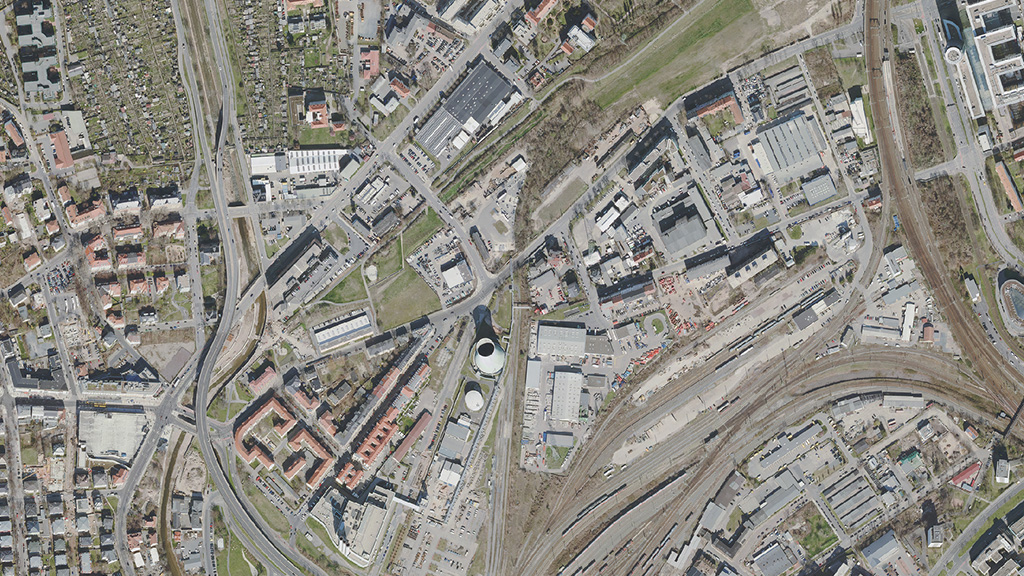 Satellitenbild des Gewerbegebietes Freiberger Straße