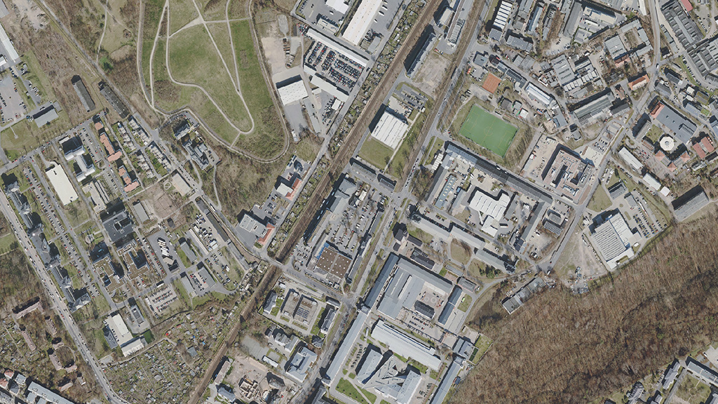 Satellitenbild des Gewerbegebietes Heeresbäckerei