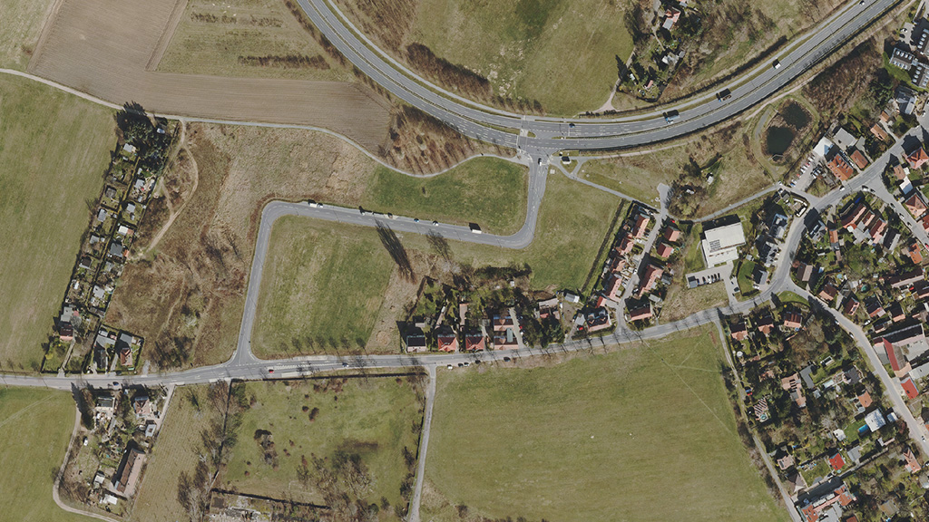 Satellitenbild des Gewerbegebietes Klotzsche "Rähnitzsteig"