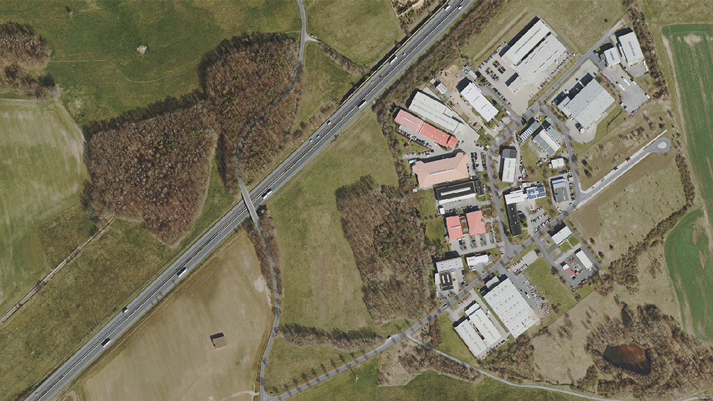 Satellitenbild des Gewerbegebietes Weixdorf "Am Promigberg"
