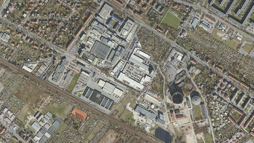 Satellitenbild des Gewerbegebietes "Wissenschaftsstandort Ost"