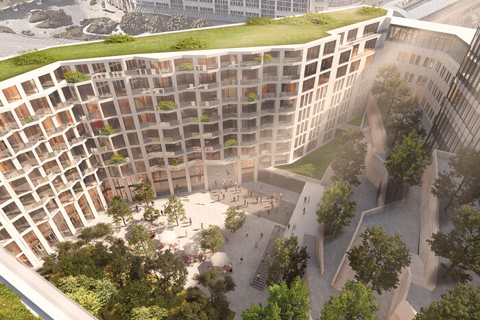 Visualisierung eines geplanten Gebäudes am Ferdinandplatz in Dresden