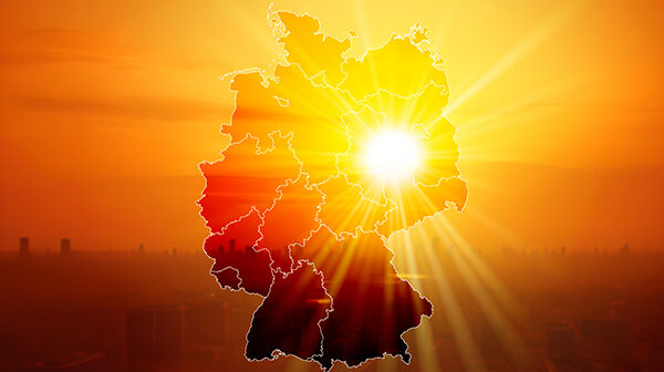 Deutschlandkarte mit stilisierter Sonne