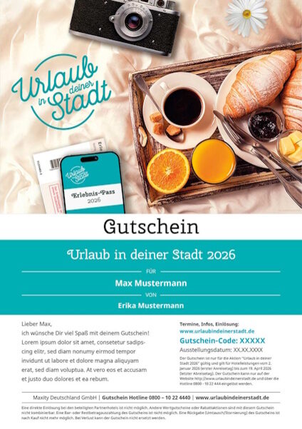 Gutschein für Urlaub in deiner Stadt 2026