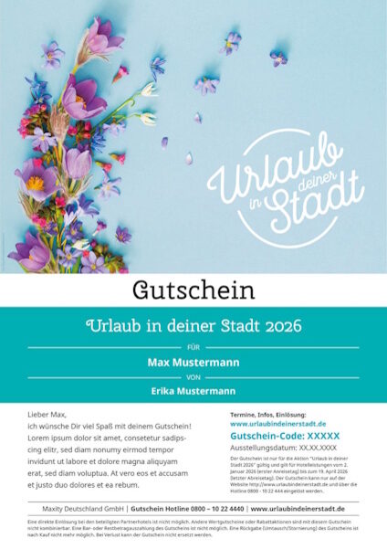 Gutschein für Urlaub in deiner Stadt 2026