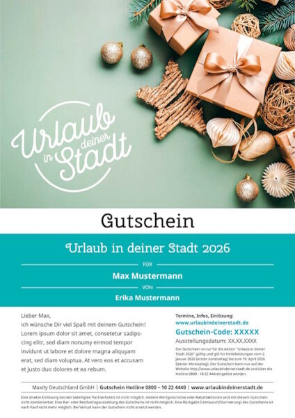 Gutschein für Urlaub in deiner Stadt 2026