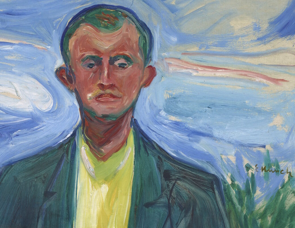 Edvard Munch, Selbstbildnis vor blauem Himmel, 1908