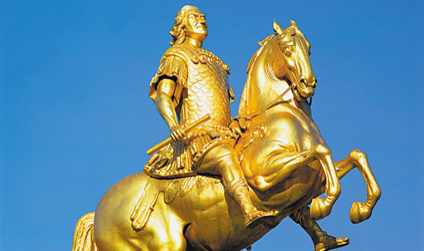 Detailaufnahme des Goldenen Reiters