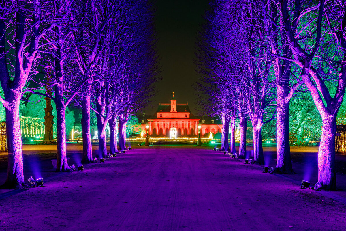 Lichtinstallation „Magische Maillebahn“ im Christmas Garden Dresden